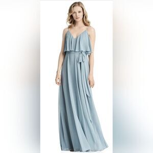 JENNY PACKHAM Women's Cold Shoulder Chiffon Gown New size 8 color Mist